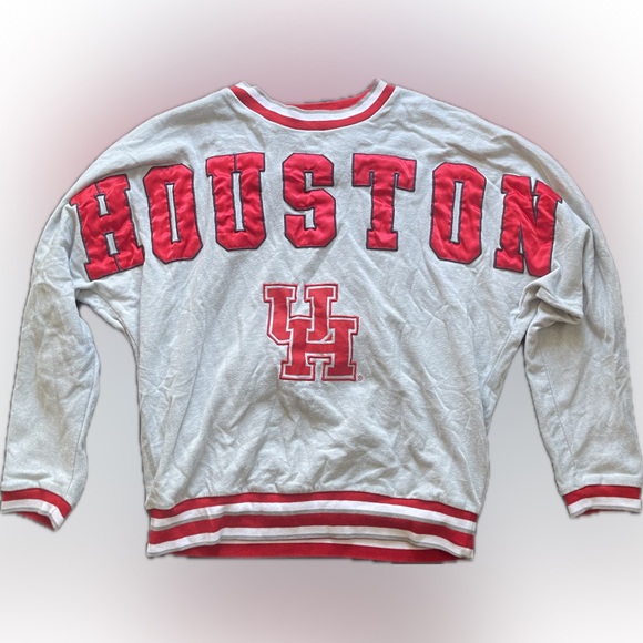 PINK Victoria's Secret Sweaters - PINK Victoria's Secret Gray and Red University of Houston Sweatshirt